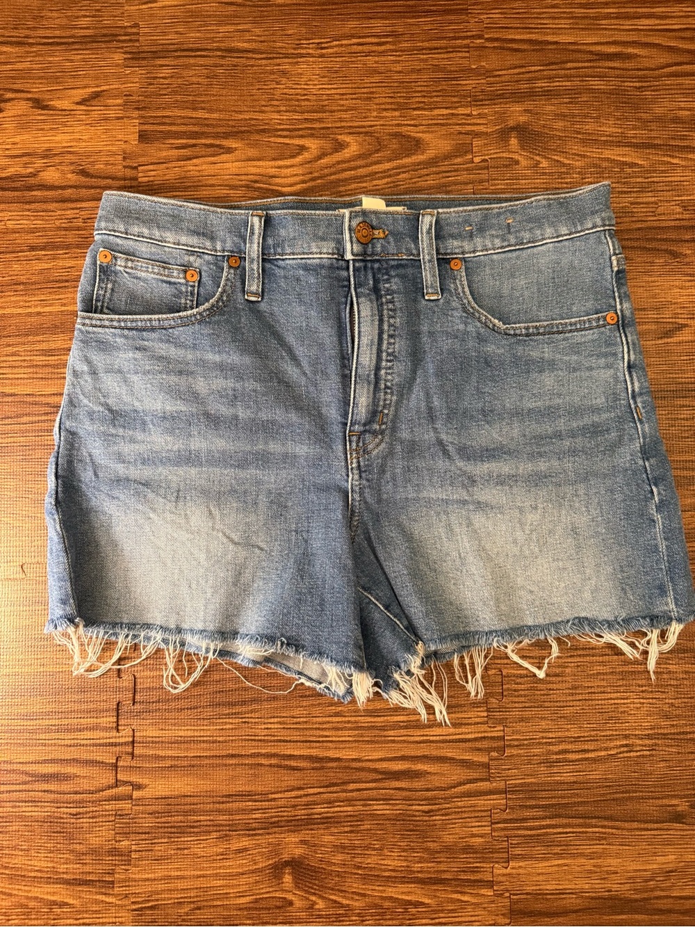 Madewell Light Blue Distressed Denim Cutoff Shorts